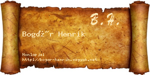 Bogár Henrik névjegykártya
